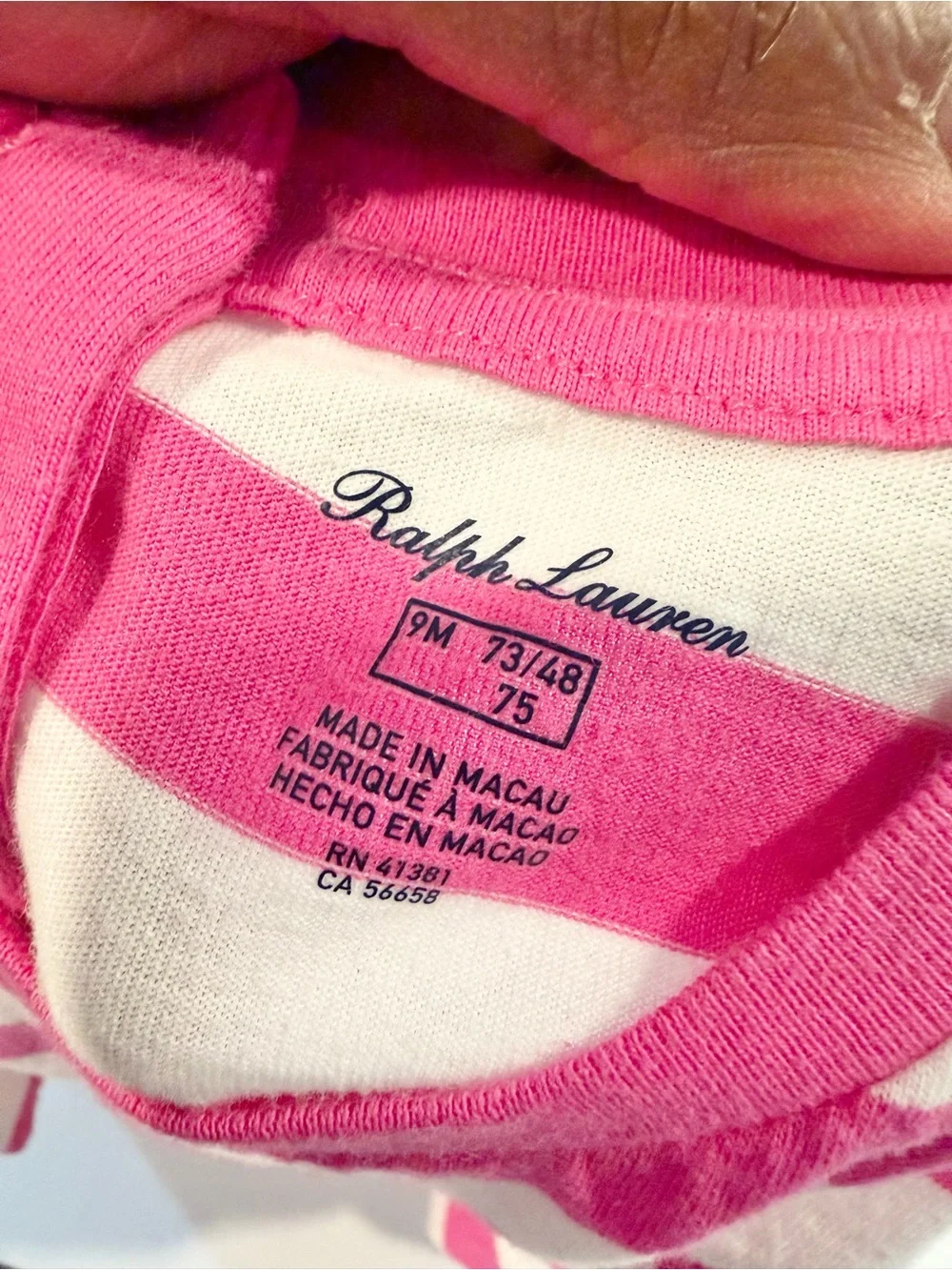 Polo Bear Ralph Lauren Baby Girl Dress Size 9M 9 Months Pink Stripe Raincoat